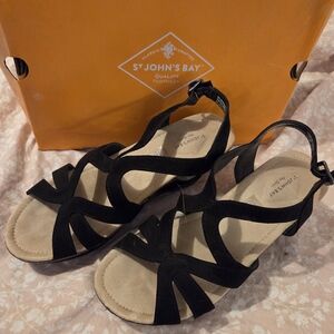 St. John's Bay Black Strappy Women's Sandals